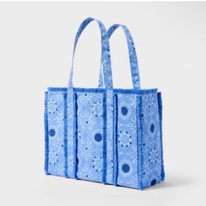 Star Medallion Fringe Canvas Tote Bag Blue Roller Rabbit x Target New NWT beach
